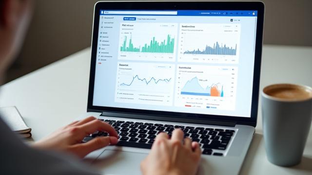 Laptop mit Facebook-Ads-Dashboard und Analysen.